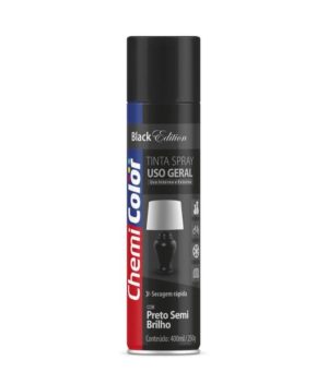 Tinta spray preto semibrilho 400ml chemicolor