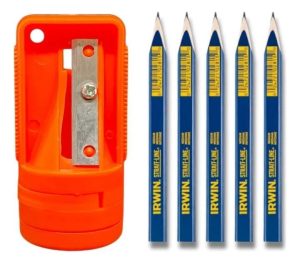 Kit 10 lápis carpinteiro Irwin azul + apontador