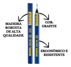 Kit 10 lápis carpinteiro Irwin azul + apontador
